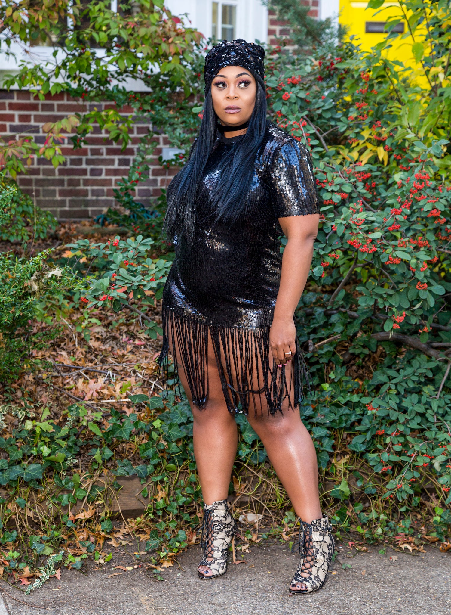 The Bella Fringe Sequin Short Sleeve Tassel Bodycon Dress Body by LaRen The Bella Fringe Sequin Short Sleeve Tassel Bodycon Dress Body by LaRen