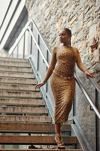 Leopard Print Bodycon Connection Midi Dress