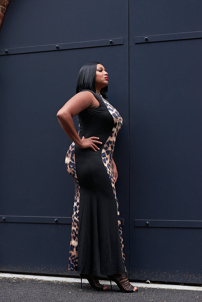 Cheetah Print Bodycon Maxi Dress Body by LaRen Cheetah Print Bodycon Maxi Dress Body by LaRen